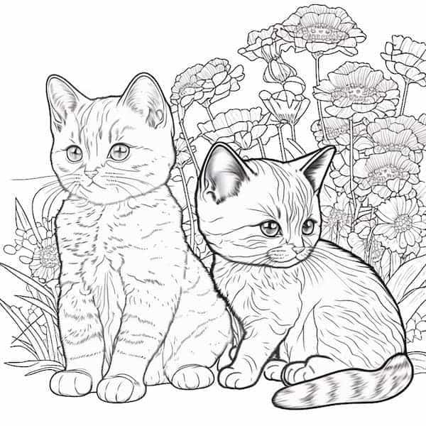 Cute cat coloring pages for kids and adults