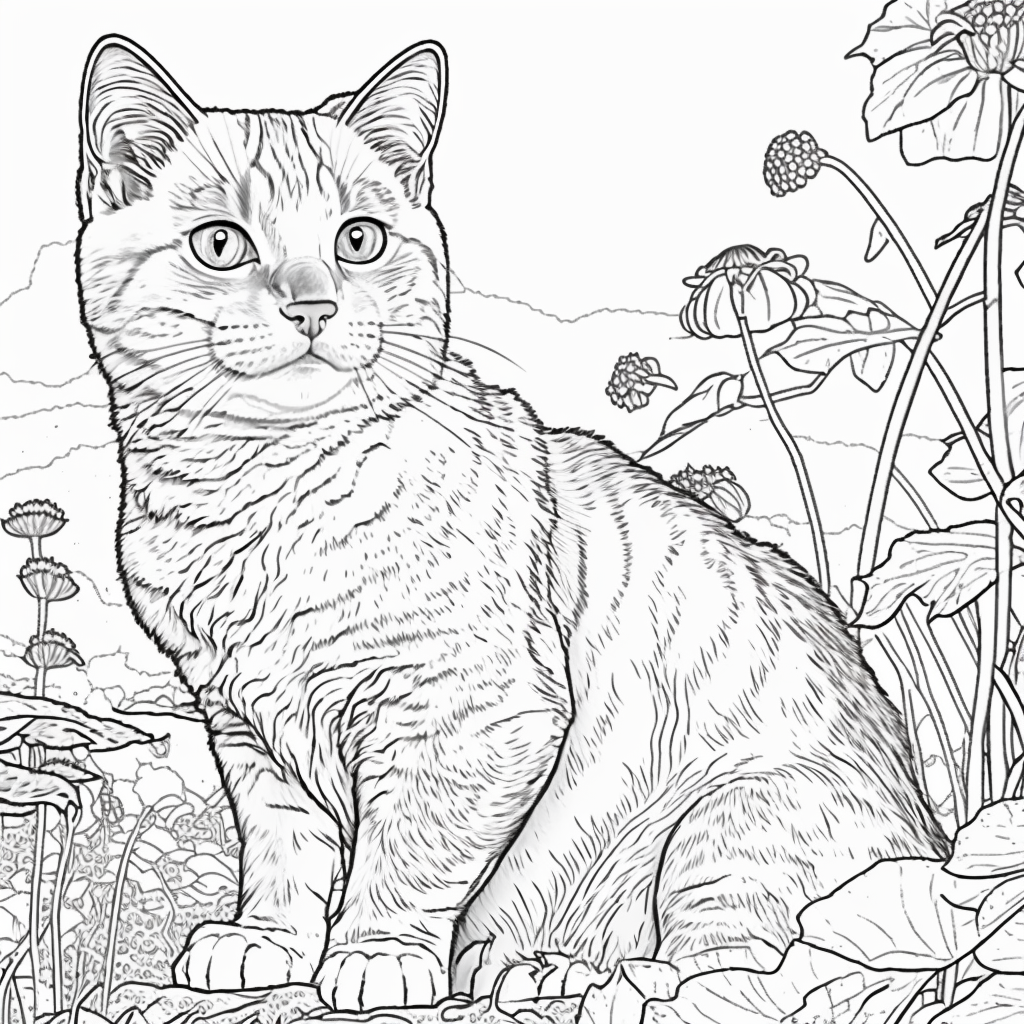 Real cat coloring page â lulu pages