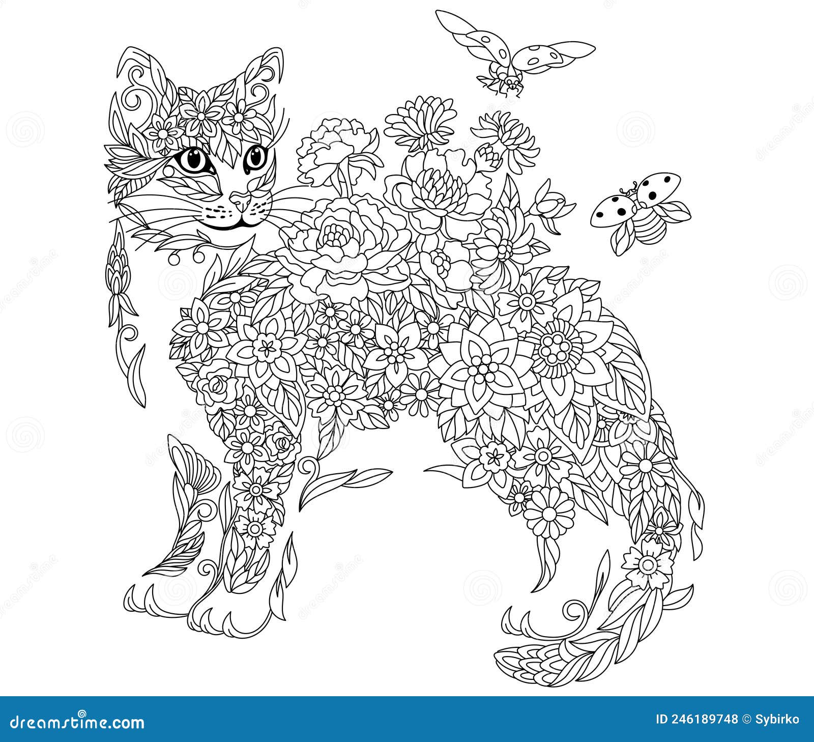 Cat coloring page stock vector illustration of beauty