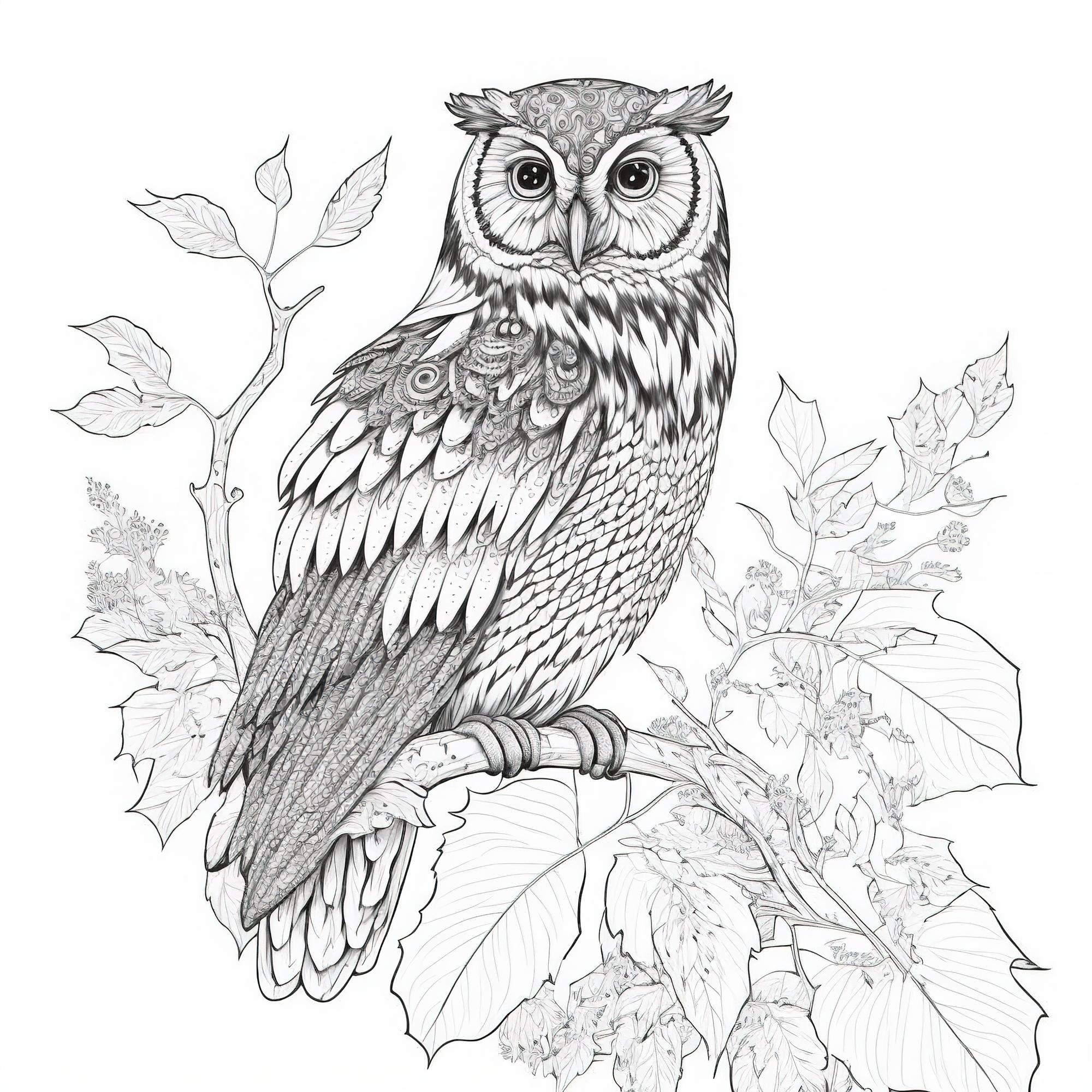 Premium photo delightful owl outline illustration for coloring book page coloring card for kids and adults