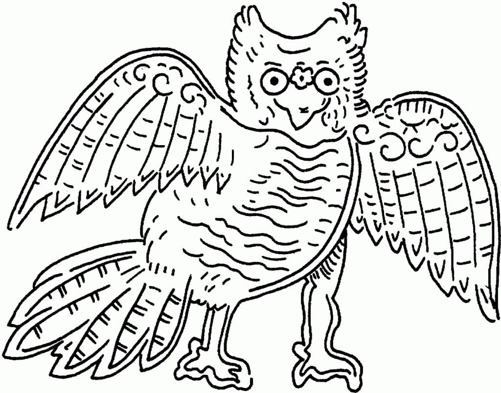 Funny owl coloring page