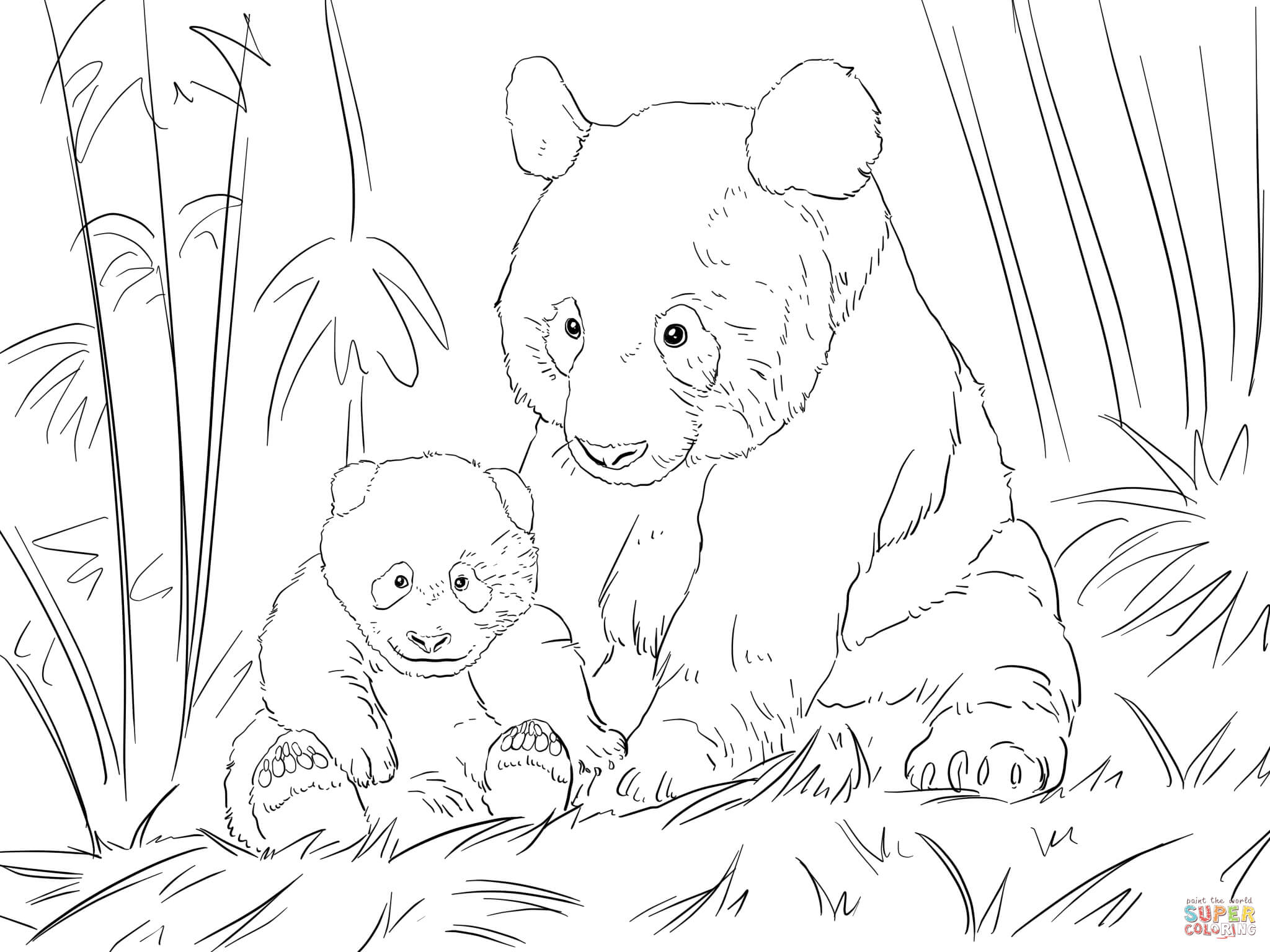 Cute panda family coloring page free printable coloring pages