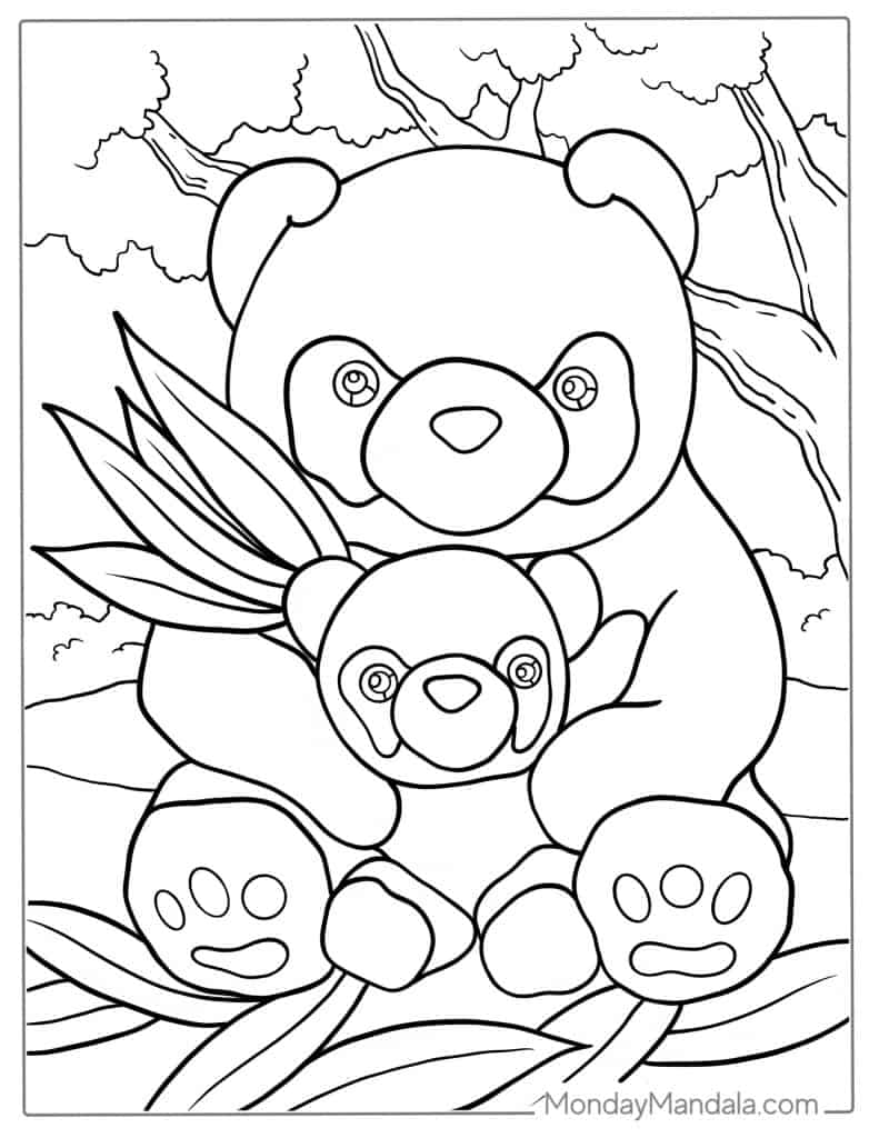 Panda coloring page free pdf printables