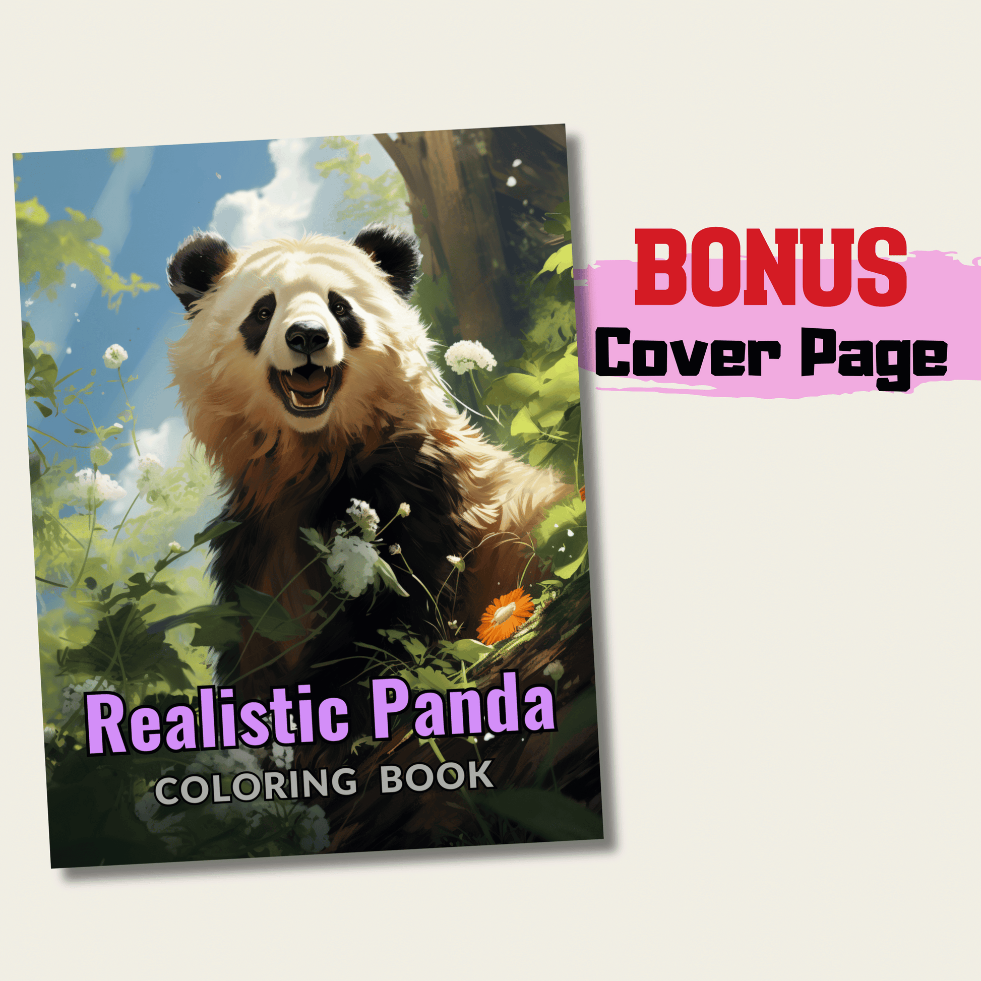 Pages realistic panda grayscale coloring book instant download pr â funny print for you