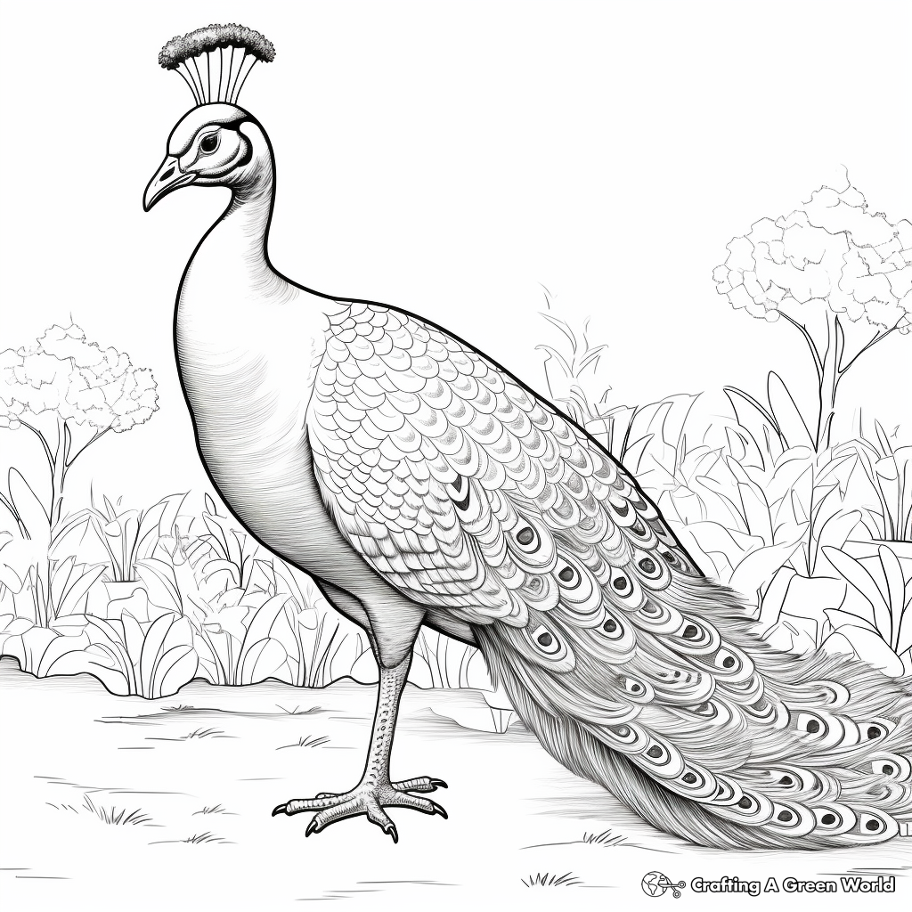 Realistic peacock coloring pages