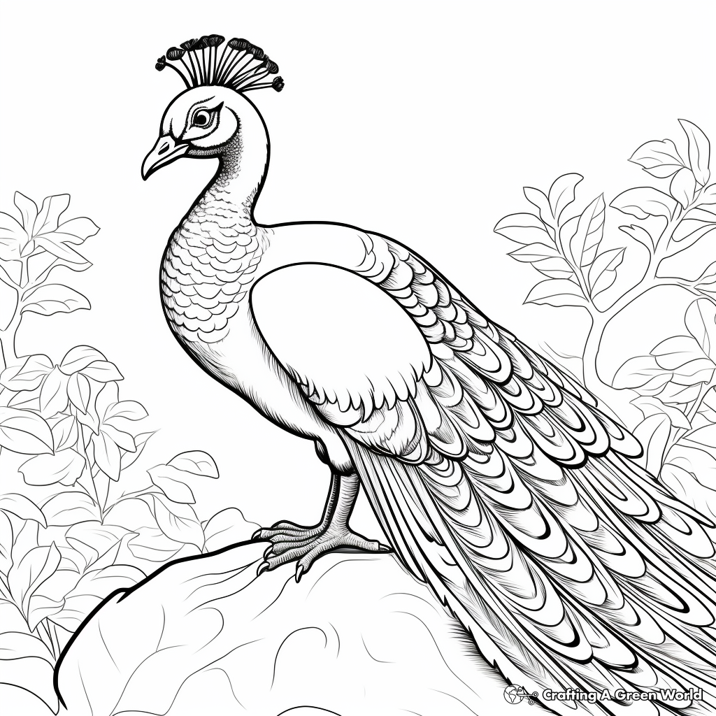 Realistic peacock coloring pages