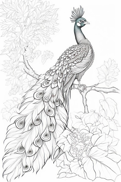 Page peacock illustration coloring images