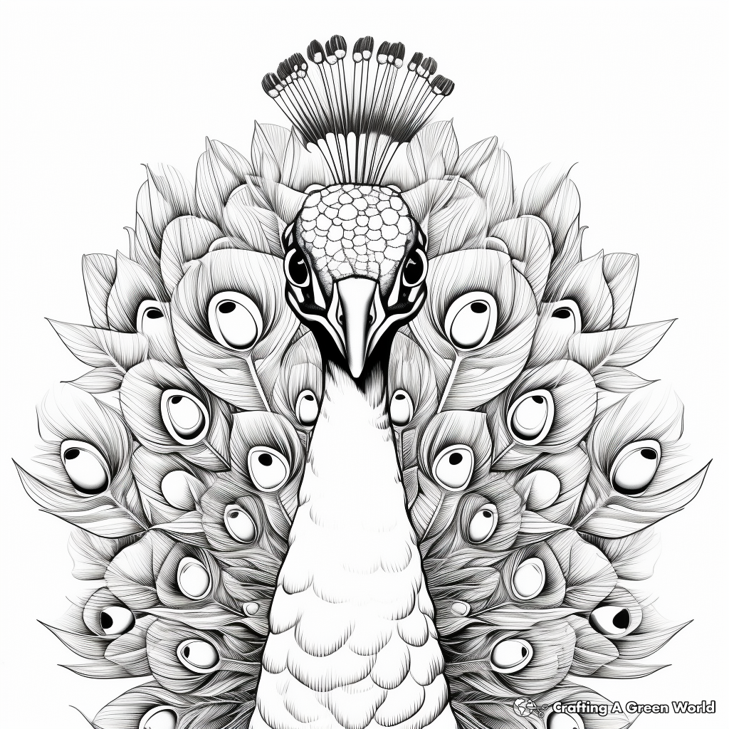 Realistic peacock coloring pages