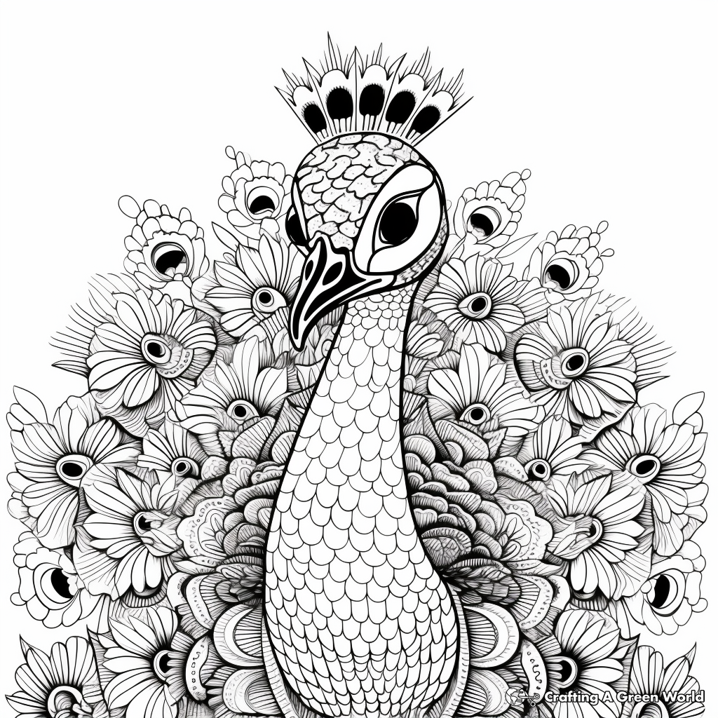 Realistic peacock coloring pages