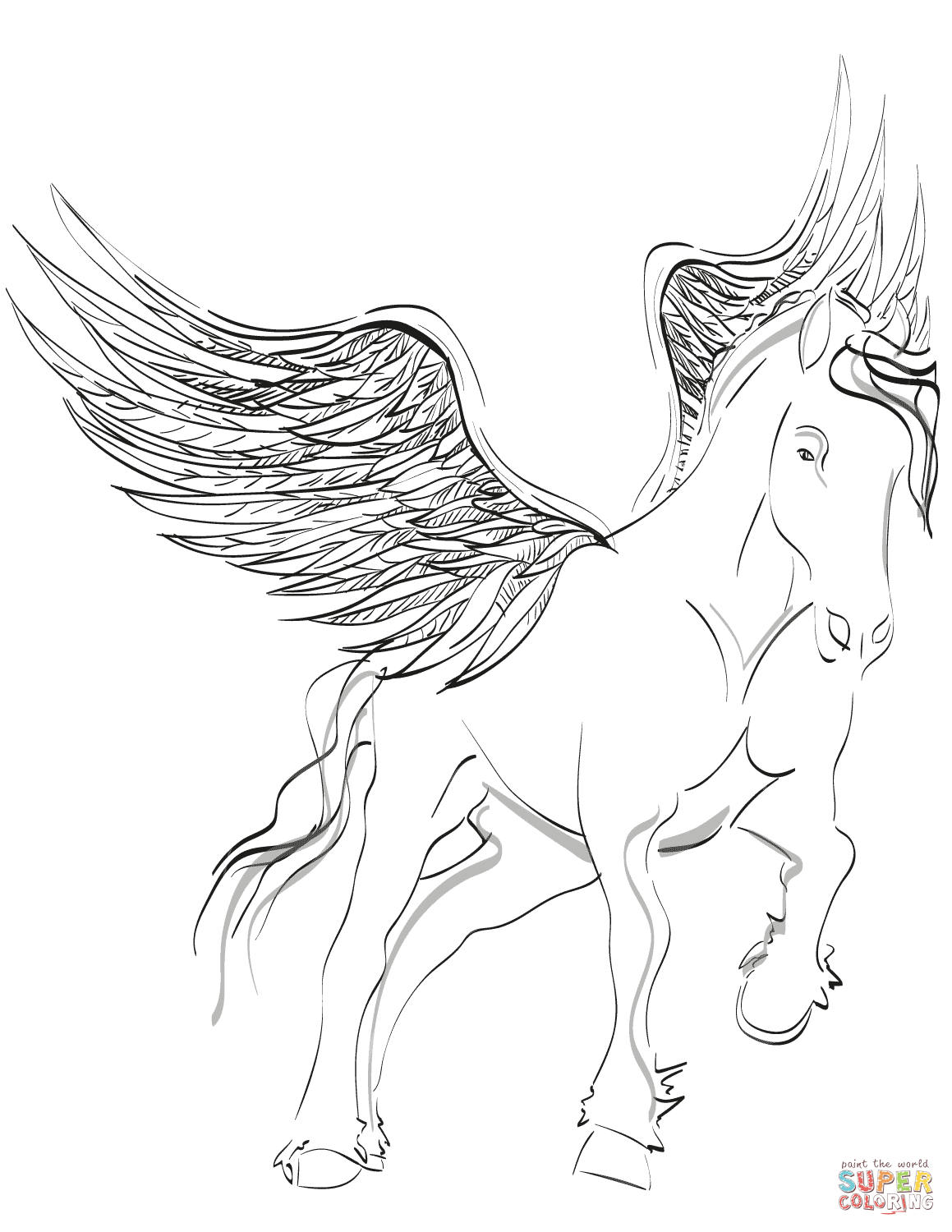 Pegasus coloring page free printable coloring pages