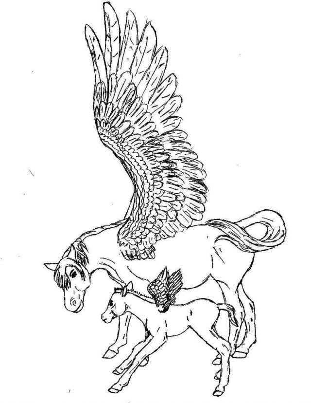 Beautiful pegasus coloring pages