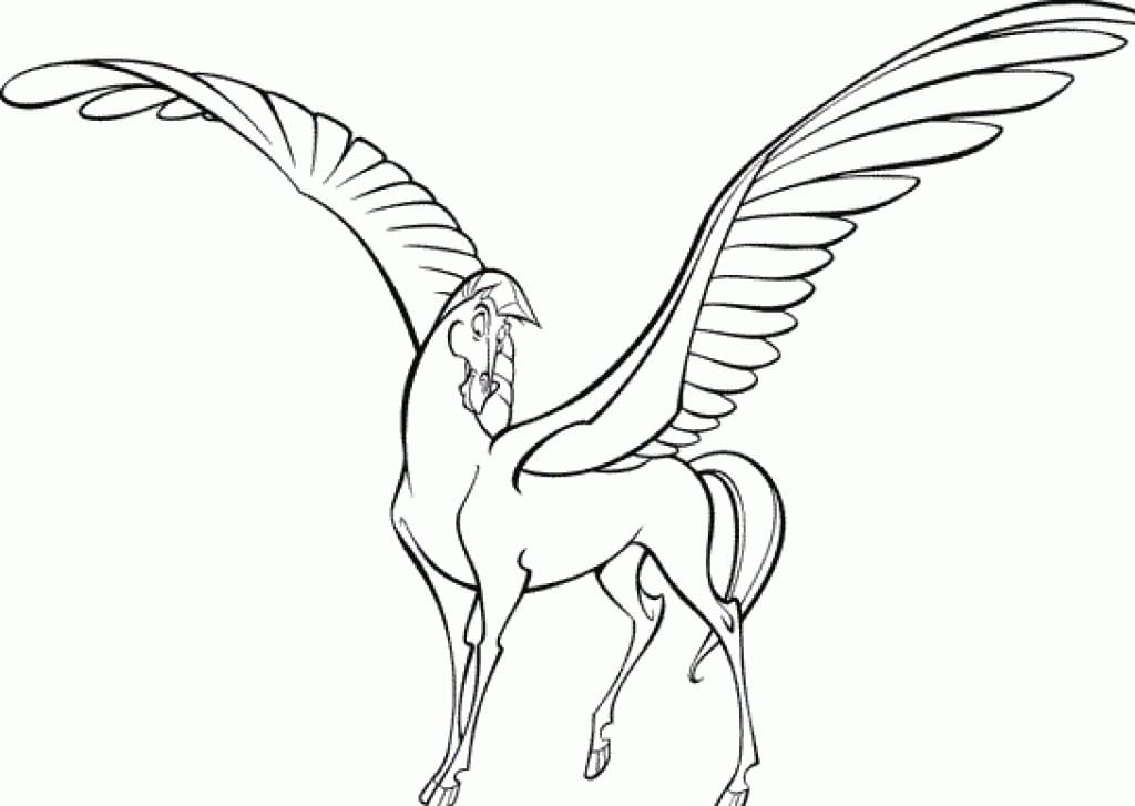 Cartoon pegasus coloring page