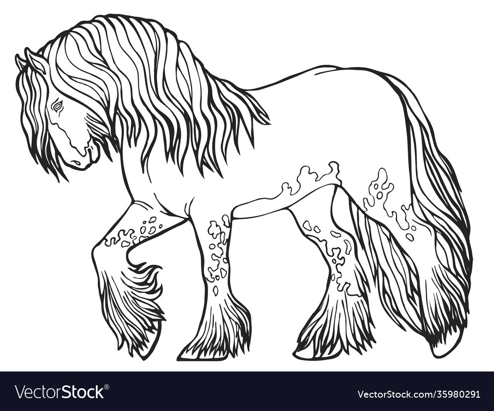 Horse runs trot coloring book royalty free vector image