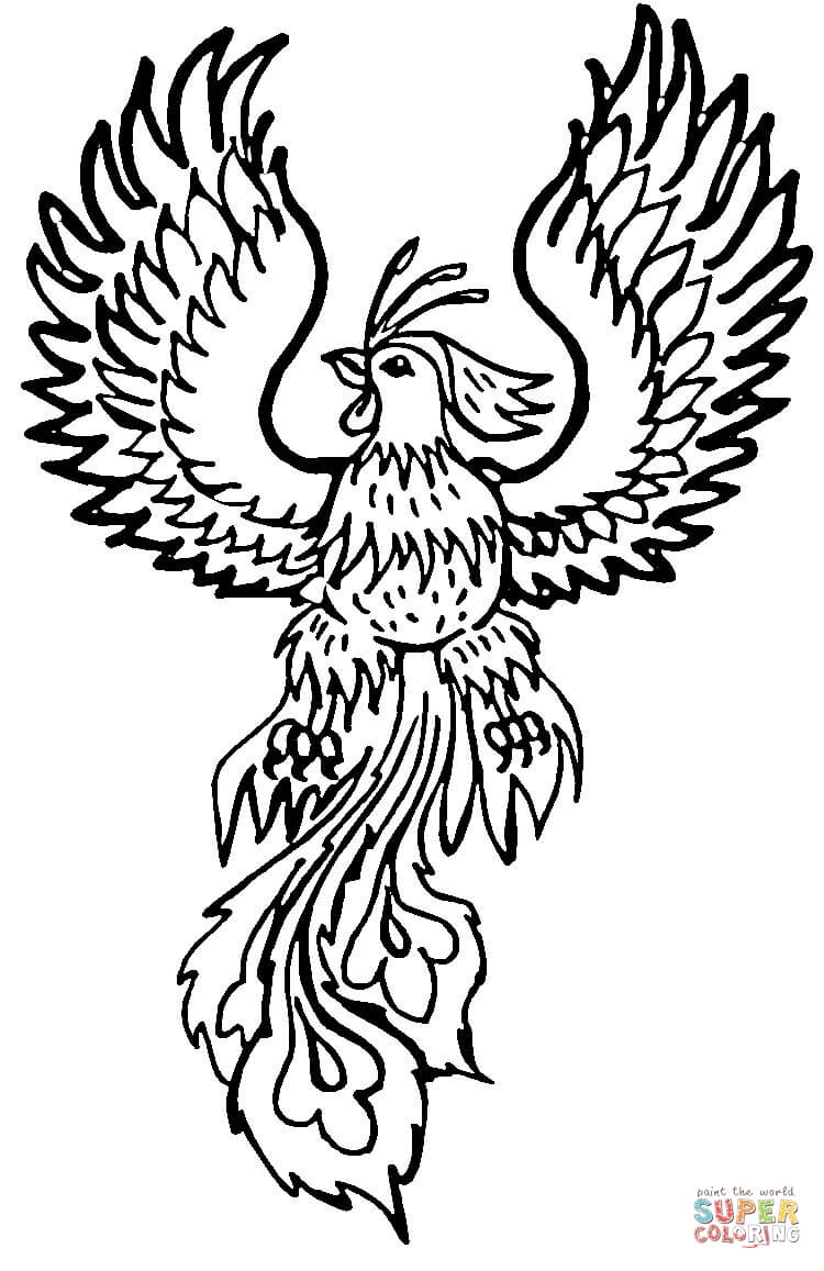 Phoenix coloring page free printable coloring pages