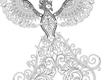 Zentangle phoenix coloring page cricut pattern silhouette variety of file types