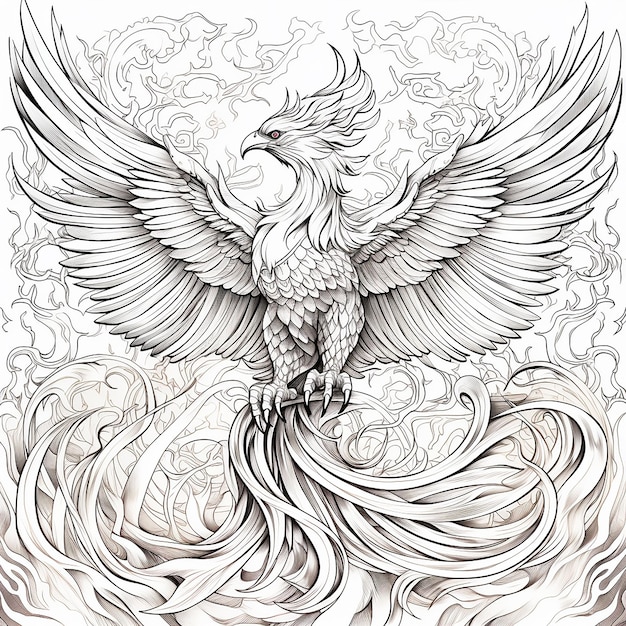 Premium ai image fantastical phoenix design for coloring aigenerated art