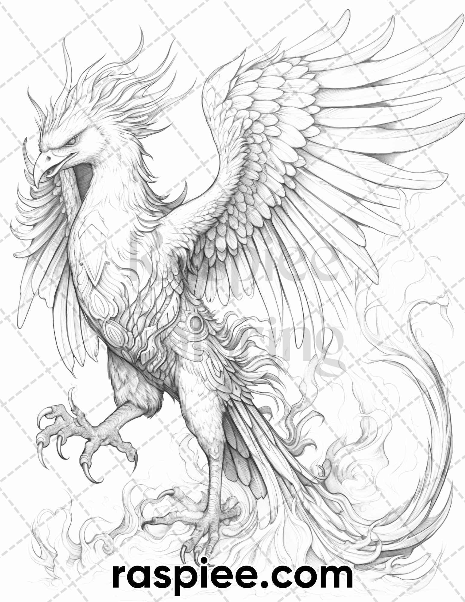 Mythical creatures grayscale coloring pages for adults printable p â coloring