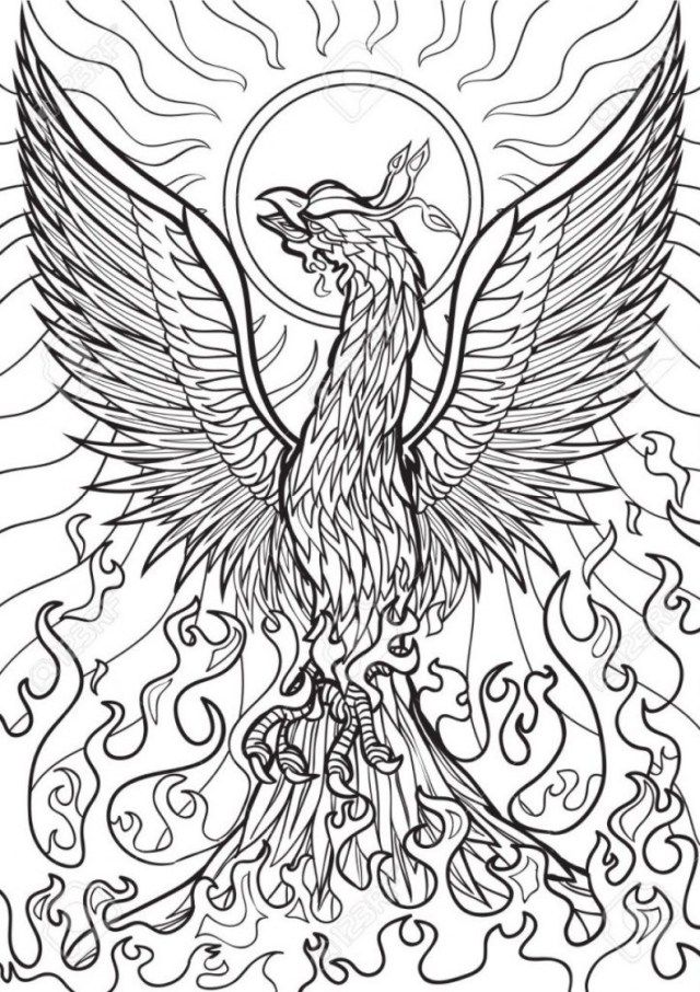 Wonderful picture of phoenix coloring page