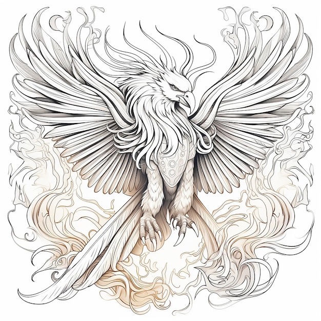 Premium ai image aicrafted phoenix masterpiece coloring book page with style