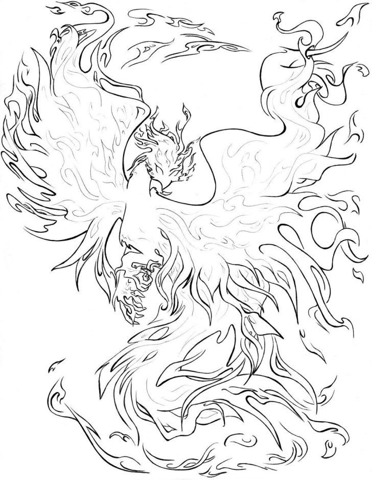 Wonderful picture of phoenix coloring page