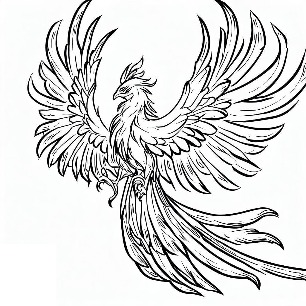 Fantasy phoenix coloring page