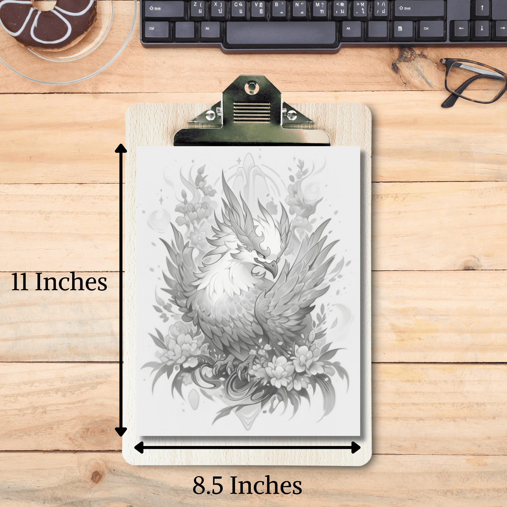 Pages realistic phoenix grayscale coloring book instant download â funny print for you