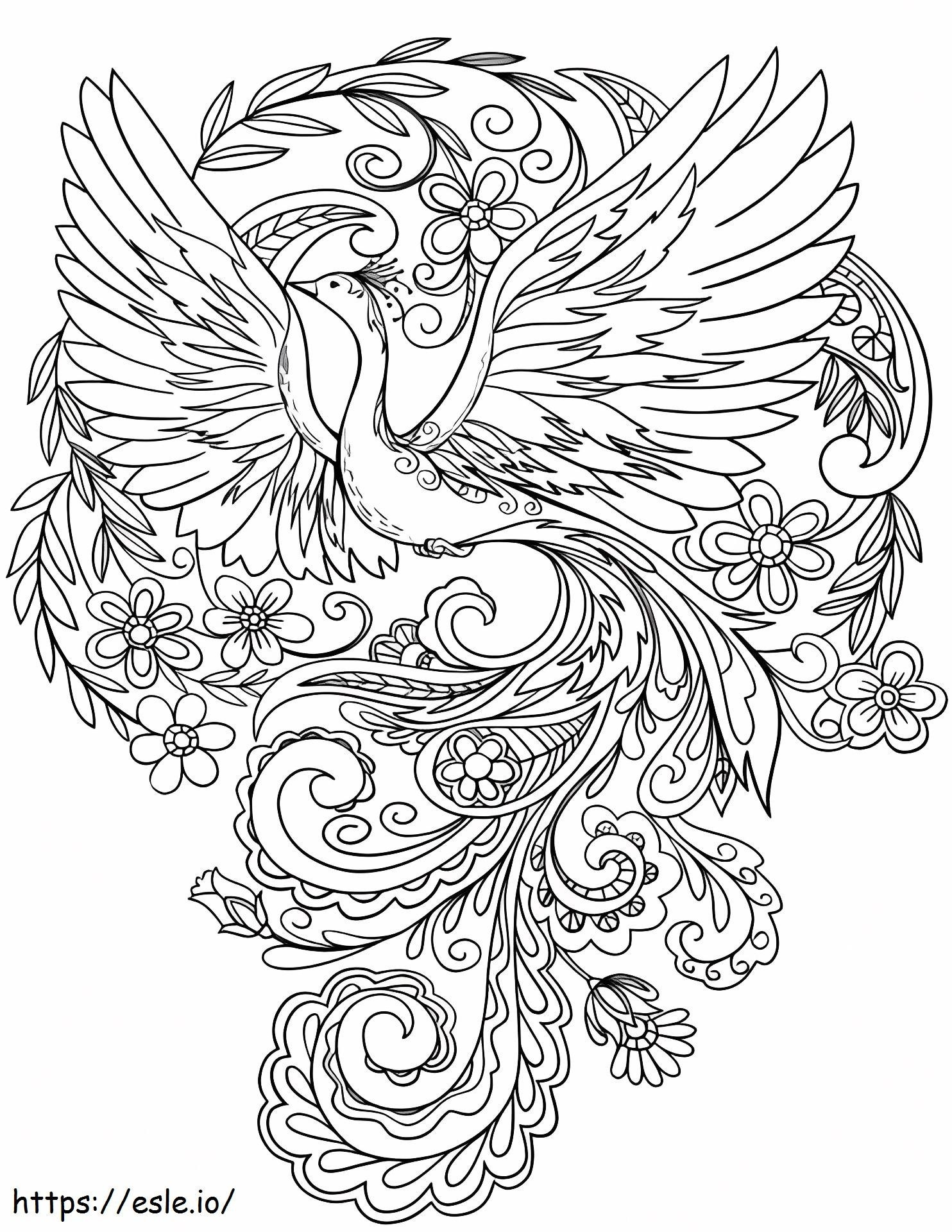 Real turkey and flowers coloring page