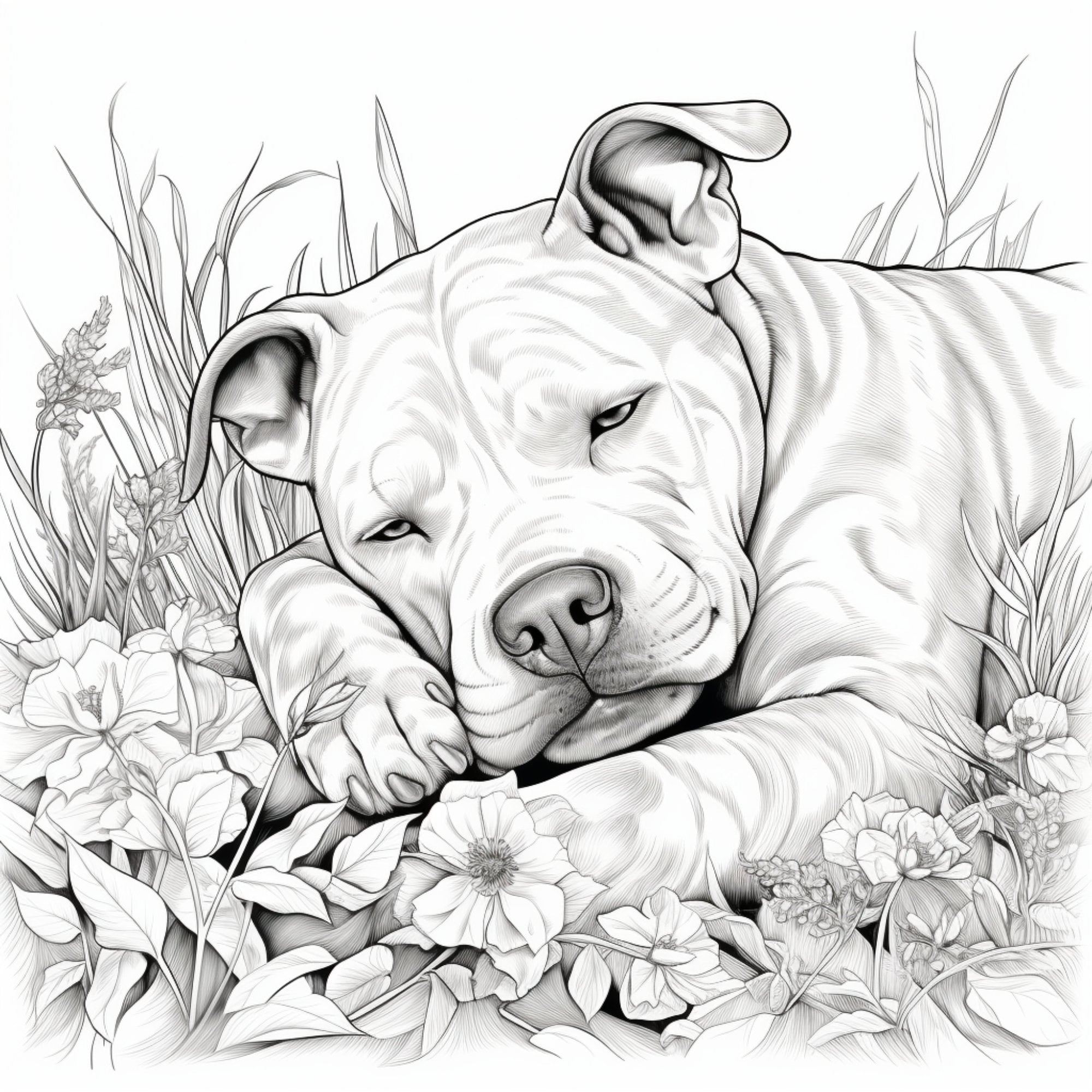 Printable relaxing dog coloring pages for kids and adults digital download pdf