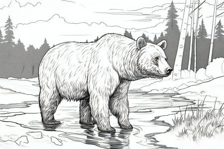 Bear coloring page stock photos and images