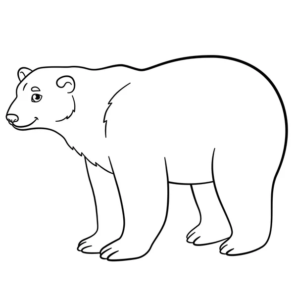 Coloring pages cute polar bear smiles stock vector by ya