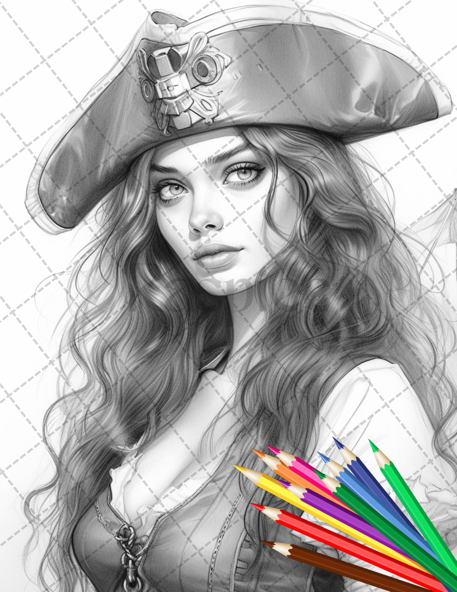 Beautiful pirate princess coloring book printable for adults grays â coloring