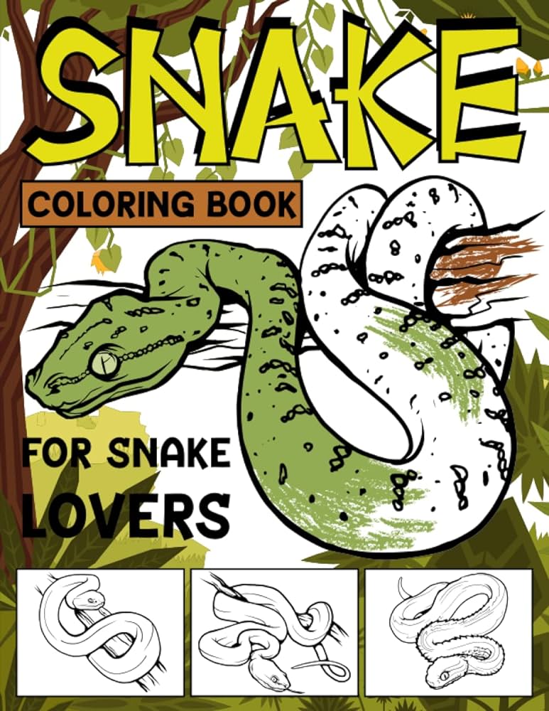 Snake coloring book unique collection of snakes coloring pages for kids and adults snake lovers coloring book artslm aissa books