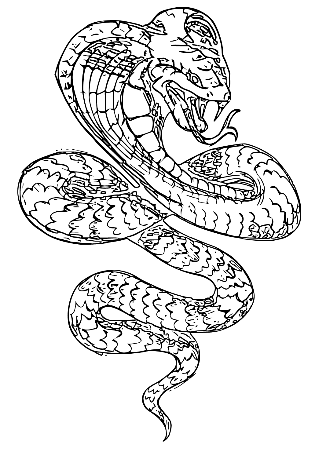 Free printable tattoo snake coloring page for adults and kids