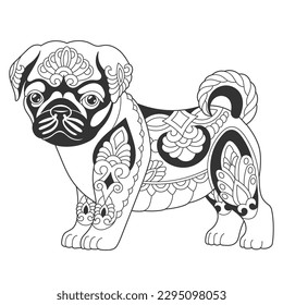 Cute pug dog design animal coloring åºåçéåïå ççï