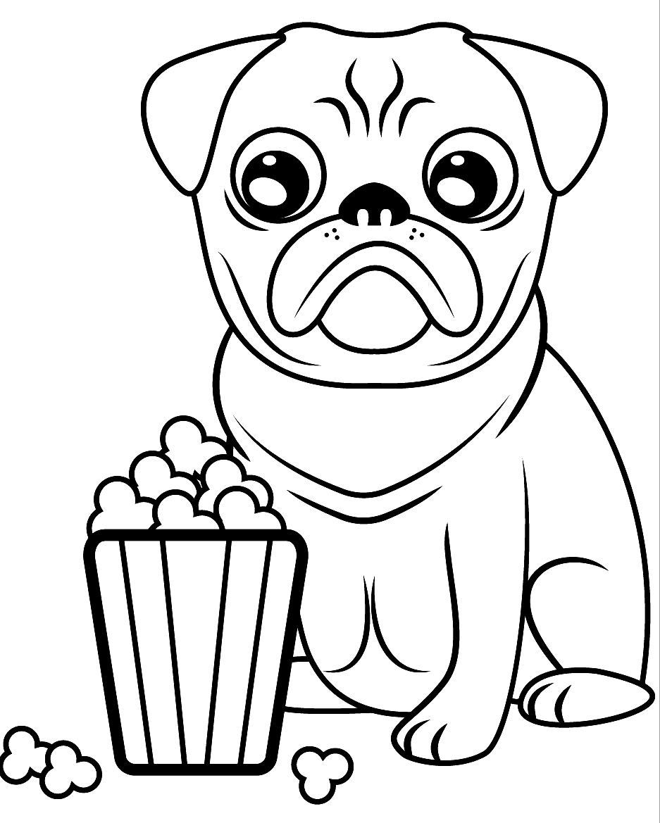 Pug coloring pages printable for free download