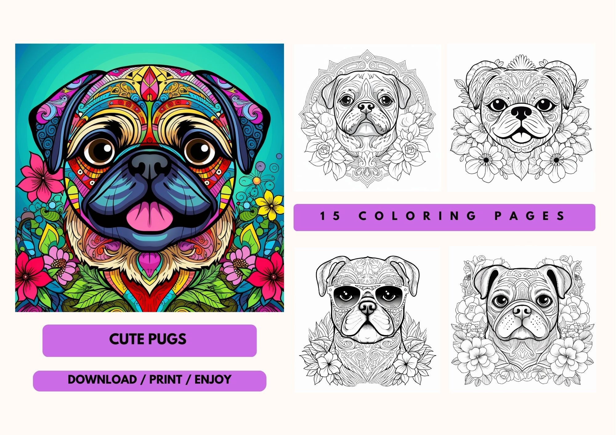 Pug coloring page