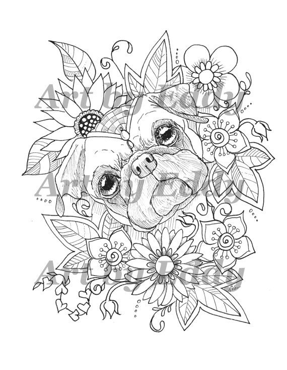 Art of pug single coloring page