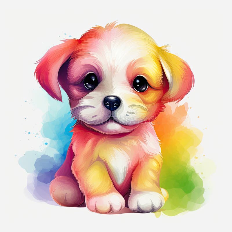 Small puppy illustration collection colorful puppy coloring page bundle stock illustration