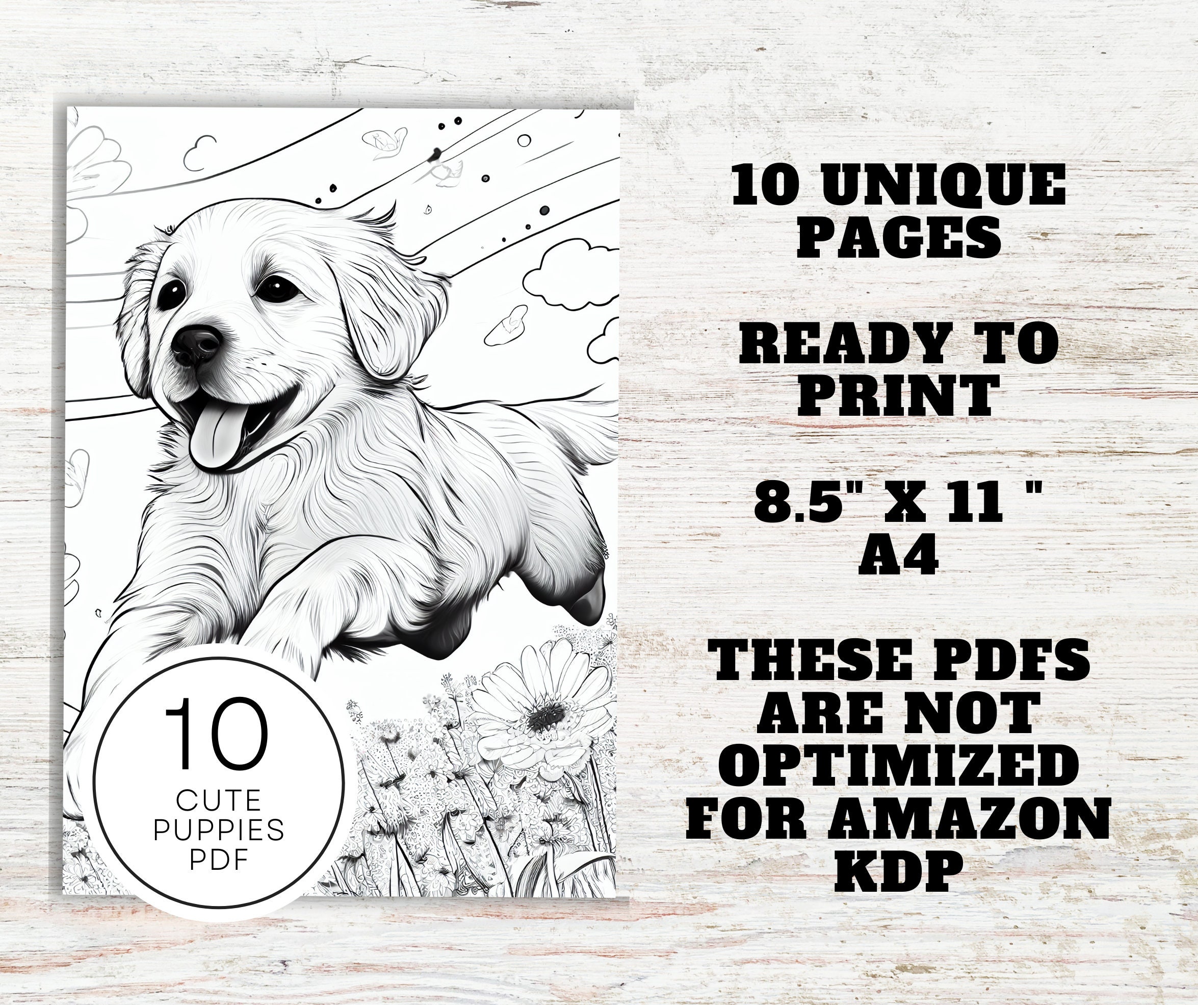 Cute happy puppies coloring book pages printable pdf a x adult realistic coloring pages various dog species instant download