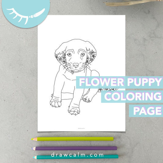 Printable realistic puppy coloring page â draw calm