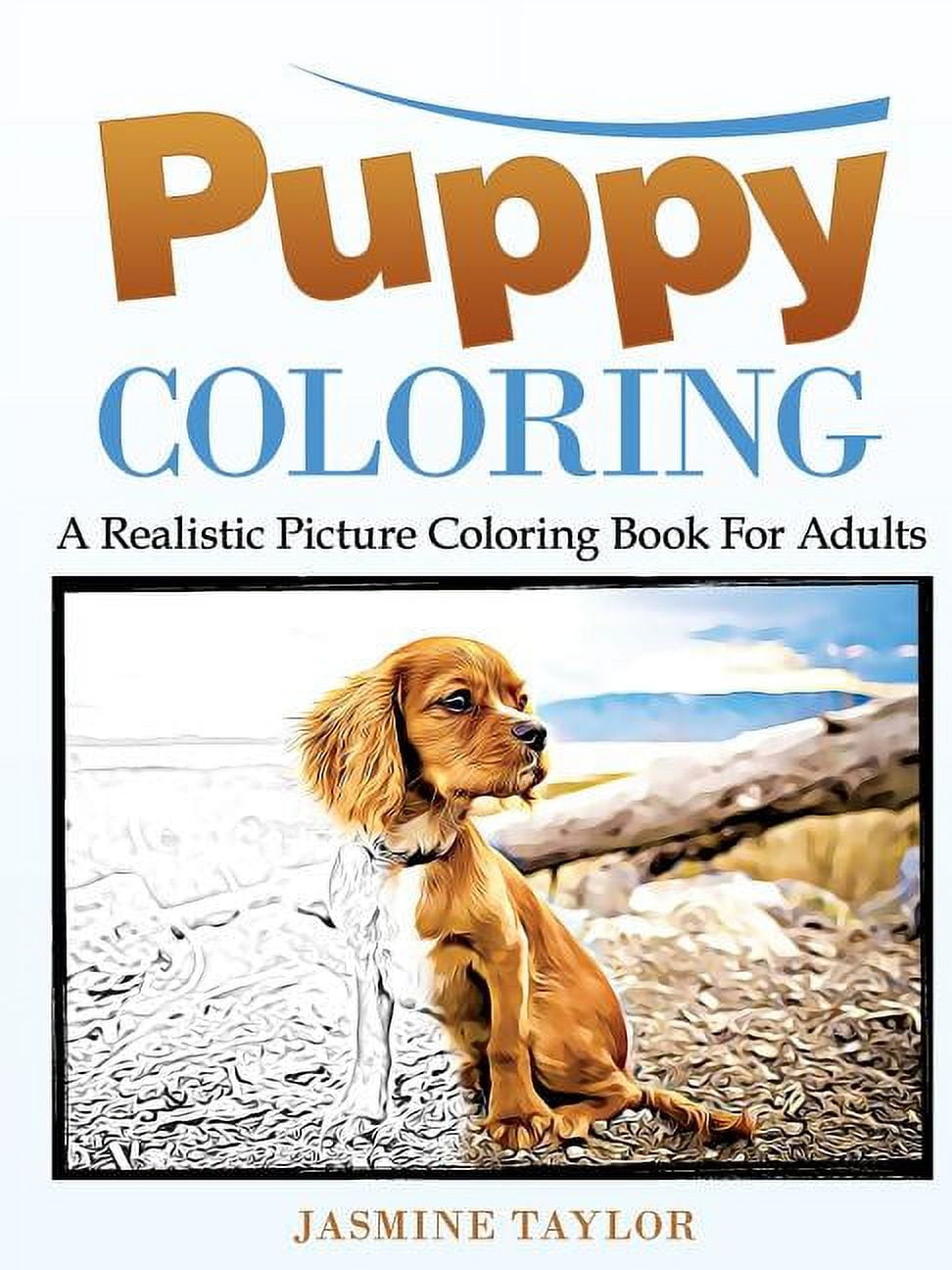 Puppy coloring a realistic picture coloring book for adults paperback