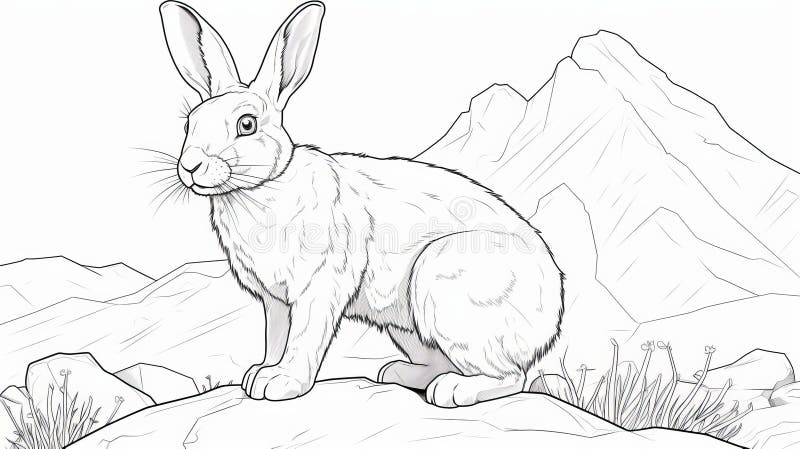 Realistic rabbit coloring pages free printable sheets for kids stock illustration