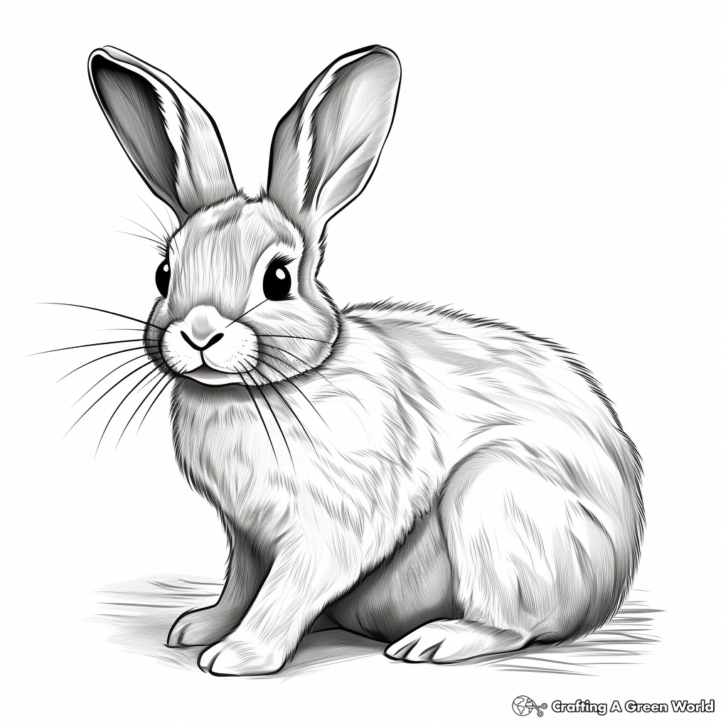 Realistic rabbit coloring pages