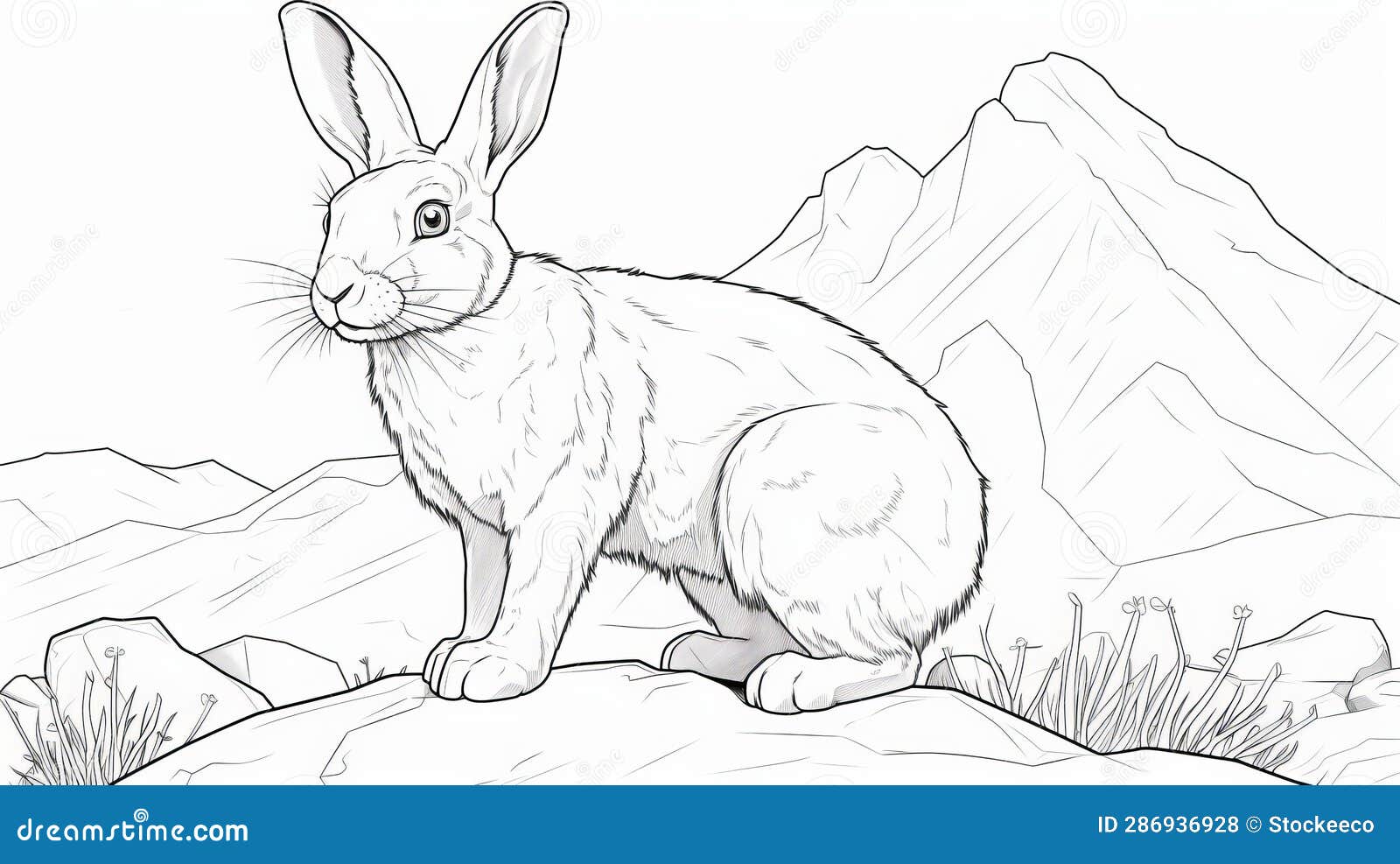 Realistic rabbit coloring pages free printable sheets for kids stock illustration