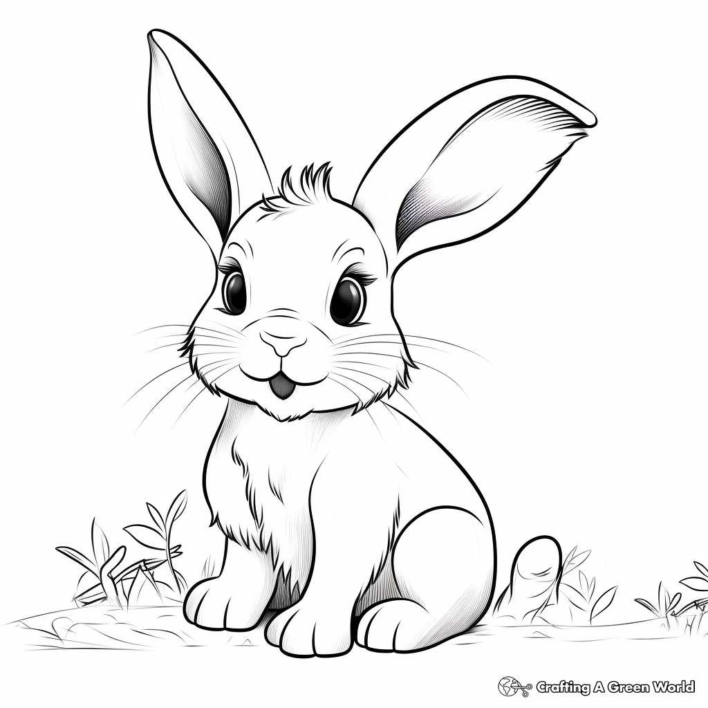 Realistic rabbit coloring pages