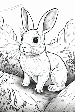 Coloring page outline of cartoon cute little bunny coloring book for kids stock photo picture and royalty free image image