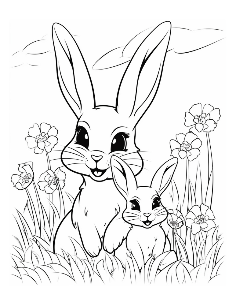 Free bunny coloring pages for kids