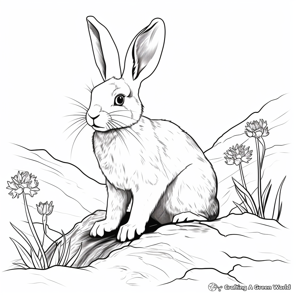 Realistic rabbit coloring pages