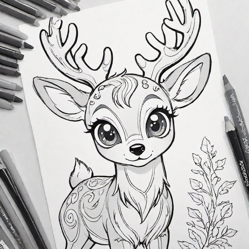 Christmas reindeer coloring sheet