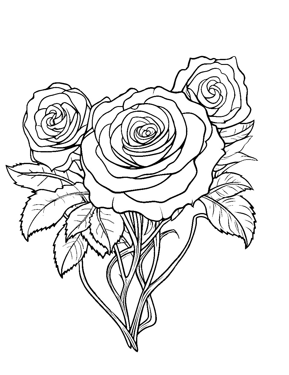Rose coloring pages free printable sheets